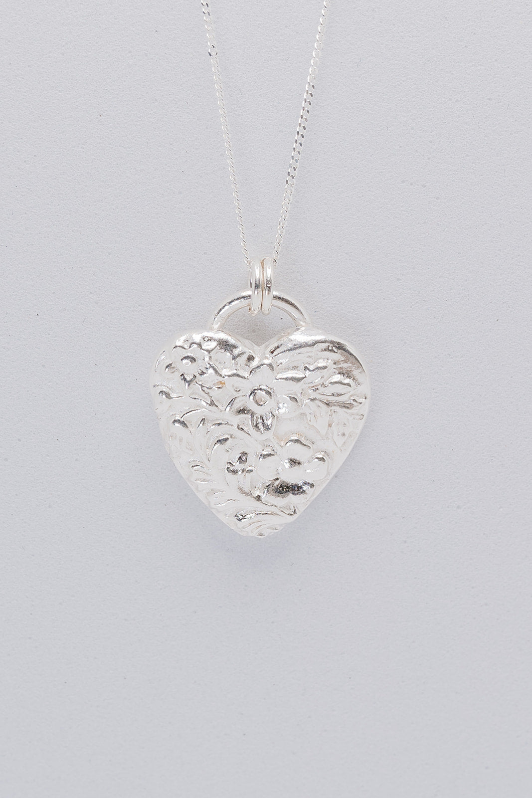 Fine silver Textured Heart pendant