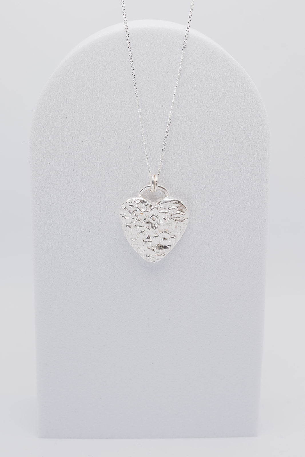 Fine silver Textured Heart pendant