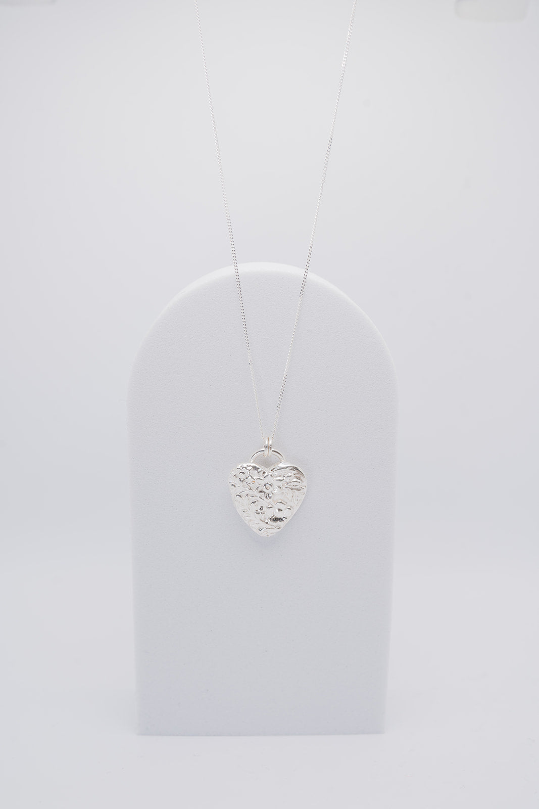 Fine silver Textured Heart pendant