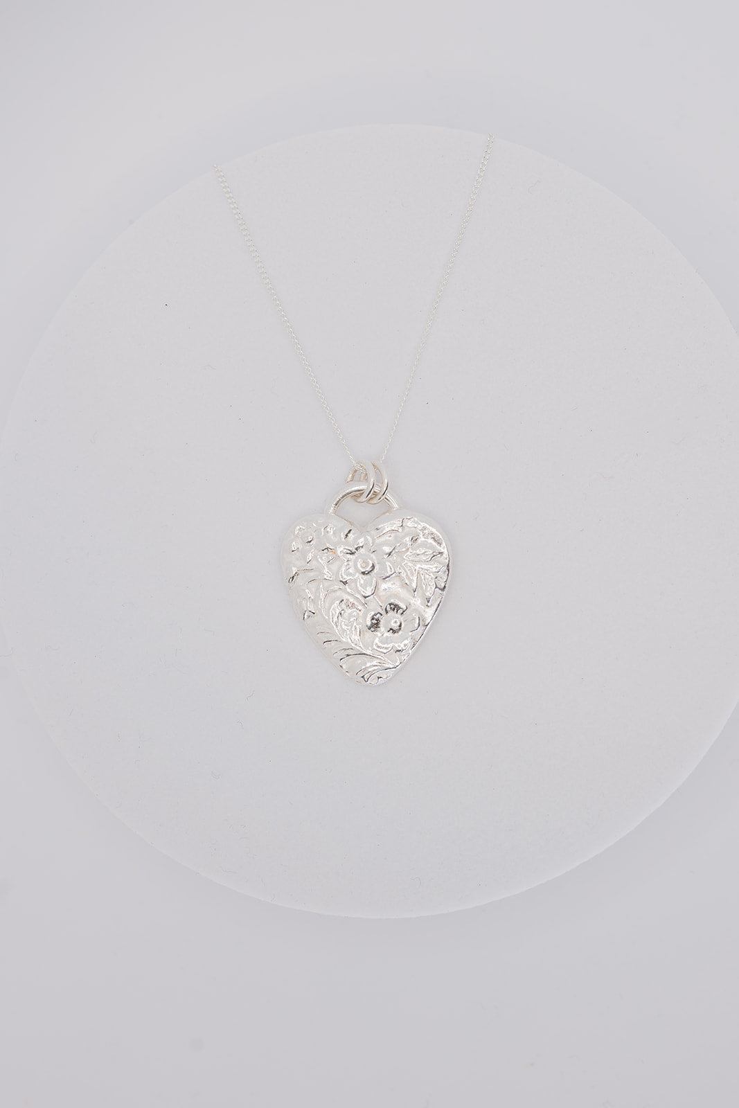 Fine silver Textured Heart pendant