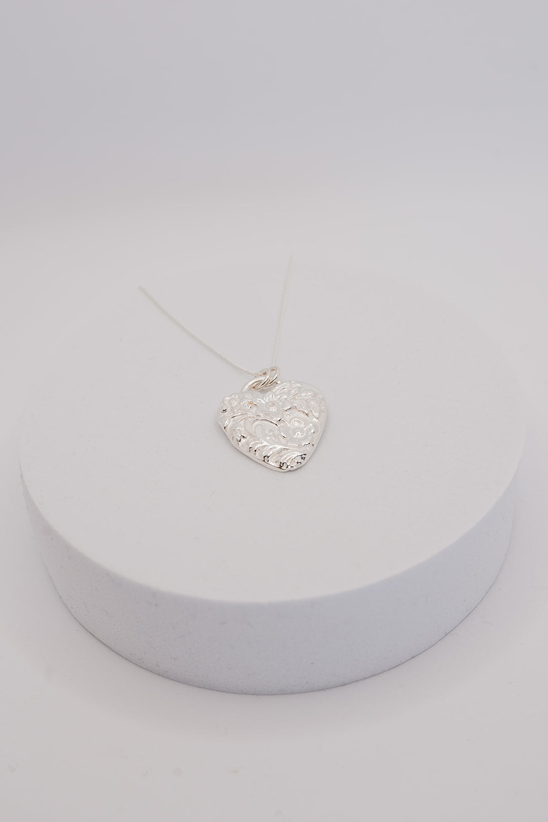 Fine silver Textured Heart pendant