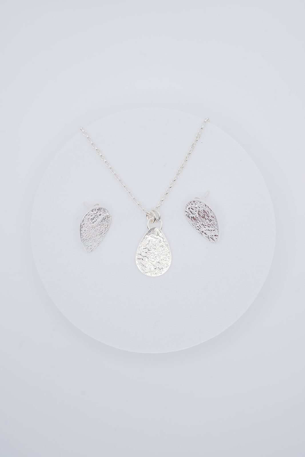 Reticulated sterling silver necklace and earring set