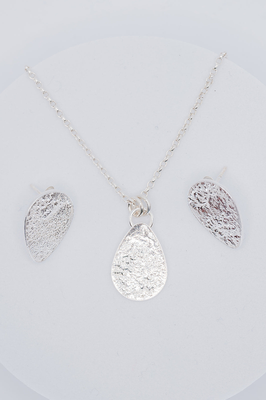 Reticulated sterling silver necklace and earring set