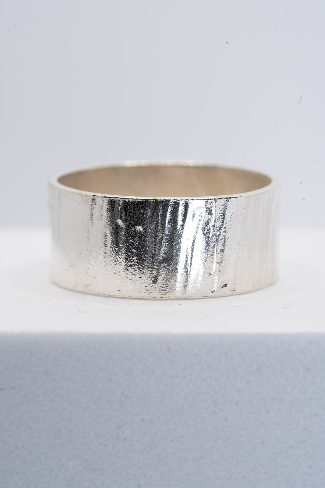 Sterling silver textured wide band ring size W